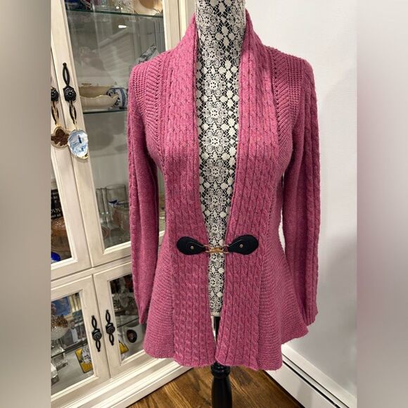 Halston Heritage Sweaters - Halston Heritage Pink Cable Knit Cardigan